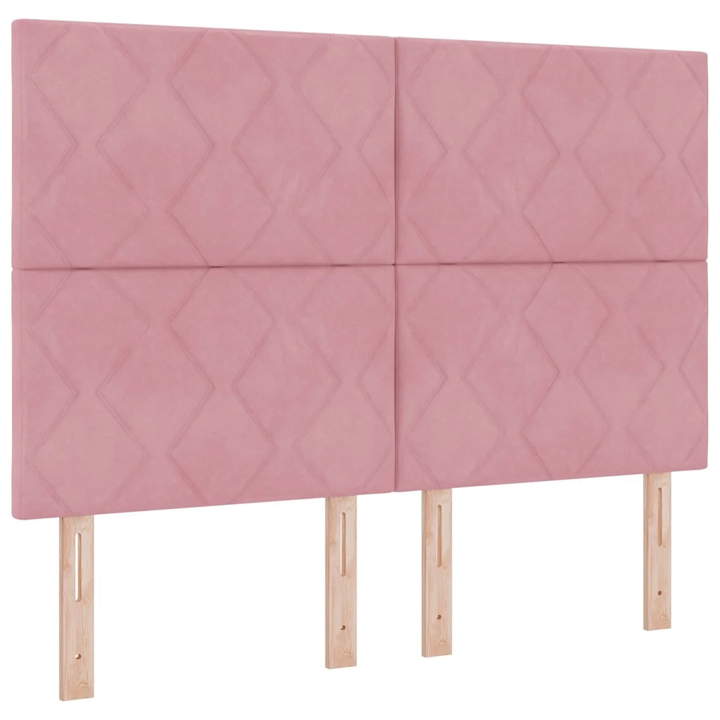 Letto a molle con testiera Rosa 160 x 200 cm Velluto