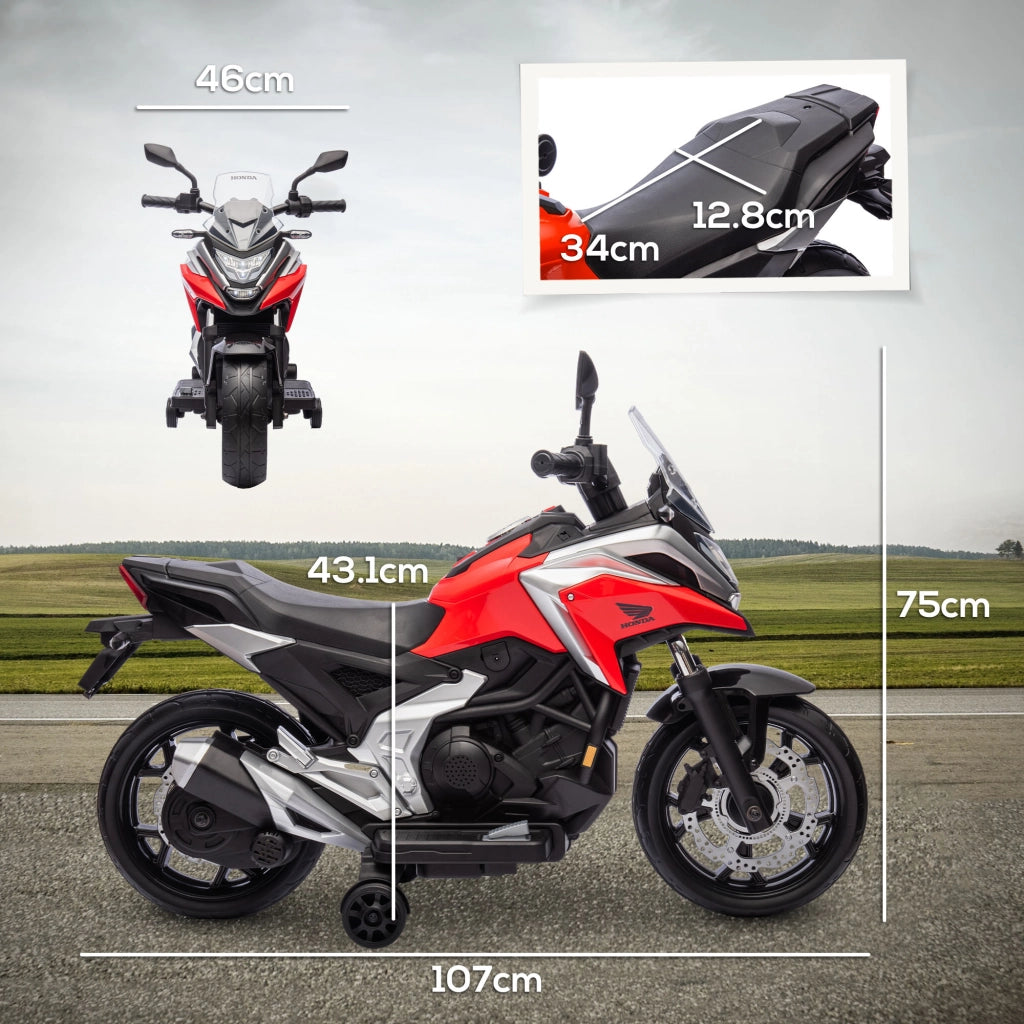 Moto Elettrica Honda per Bambini 3-6 Anni ¨C Xylo ¨C Rosso con Fari LED e Musica, 107x46x75 cm