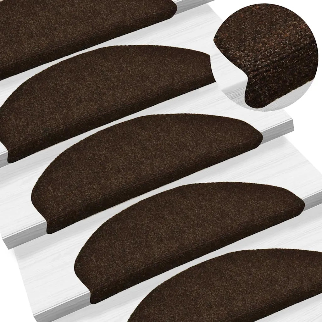 Tappetini per scale autoadesivi 30 pz 65x21x4 cm marrone semicircolari grandi 3365662
