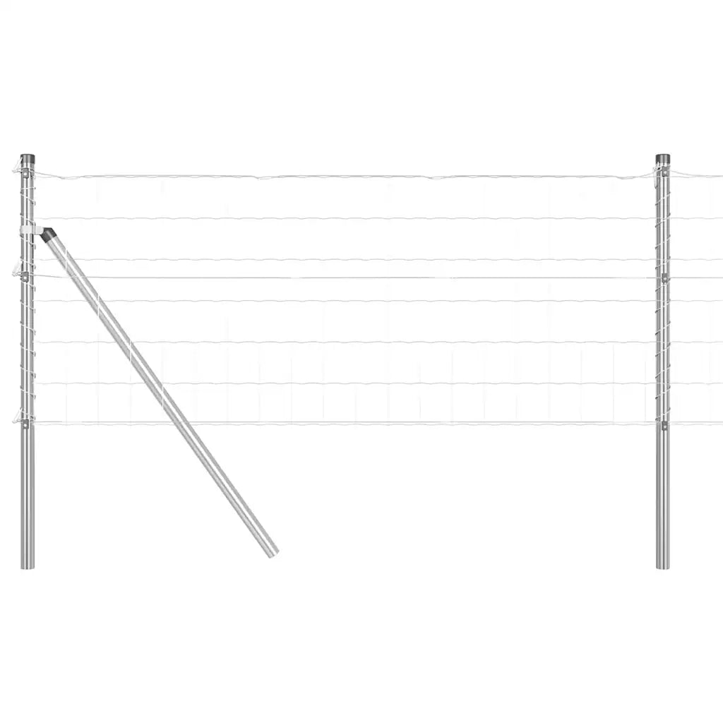 Recinzione da Giardino | Recinzione con Posto Argento 0,6 x 25 m Acciaio e PVC