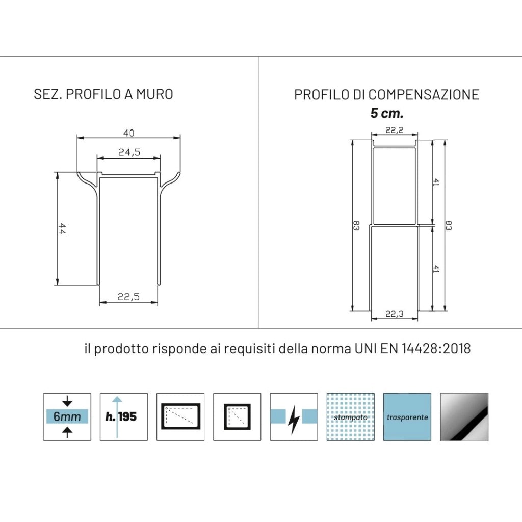 Porta doccia battente briar cromo regolabile cristallo temperato 6 mm *** misure 67-70xh195 cm trasparente, confezione 1