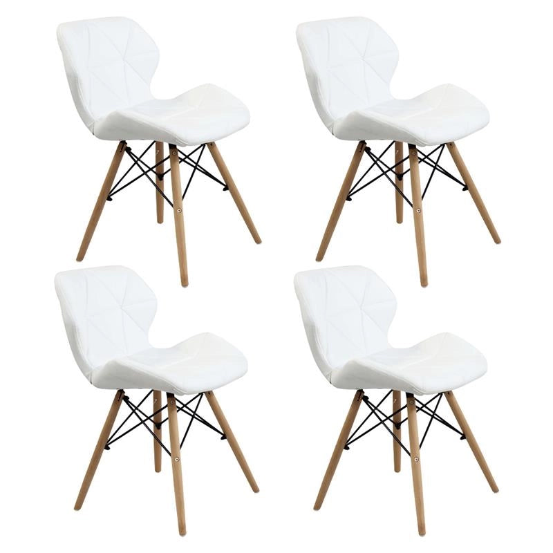 SET 4 SEDIE ANNAPOLIS MODERNA IN ECOPELLE E LEGNO BIANCA 41 X 49 X H71 CM