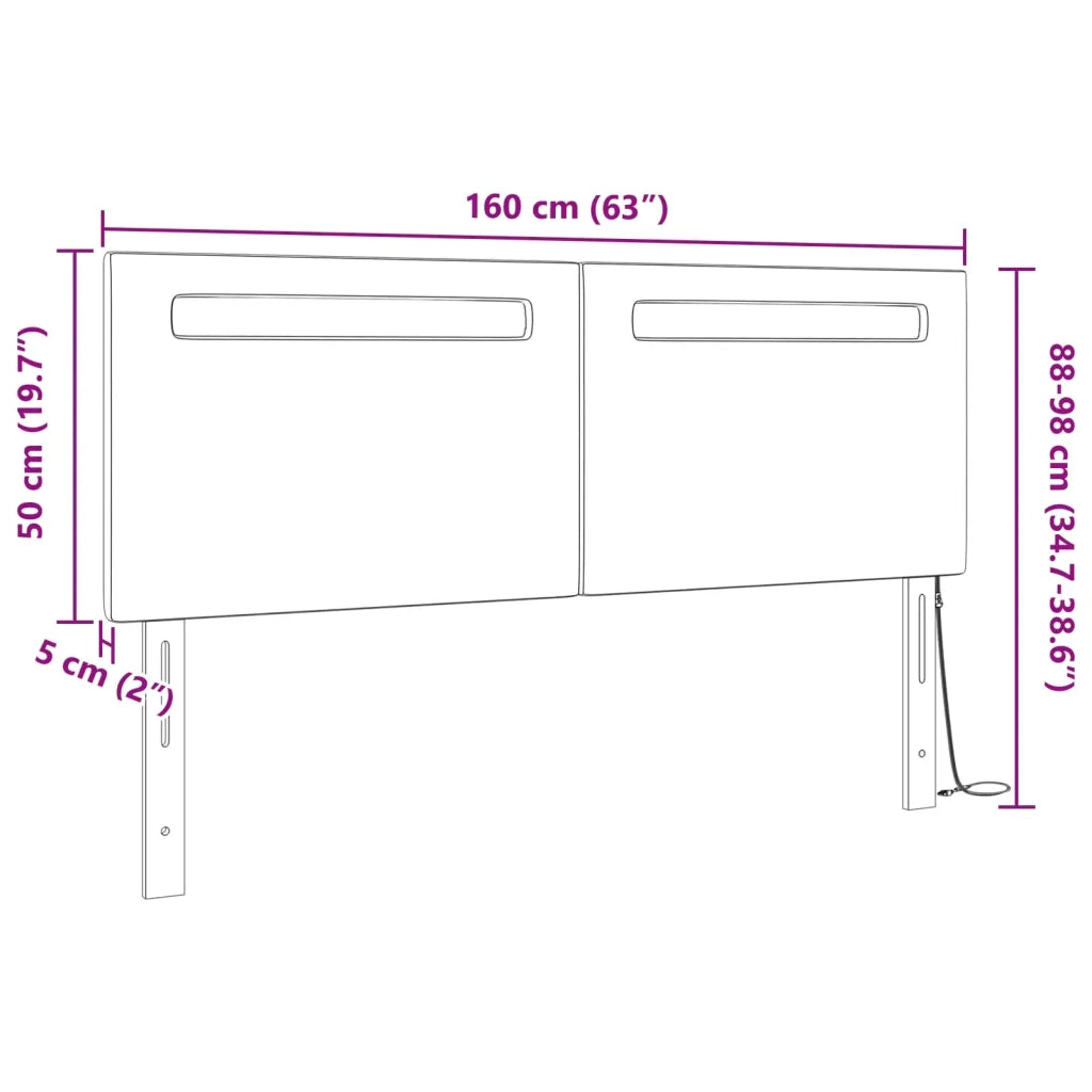 Testiera LED Nero 160 cm Pelle Sintetica 42007305