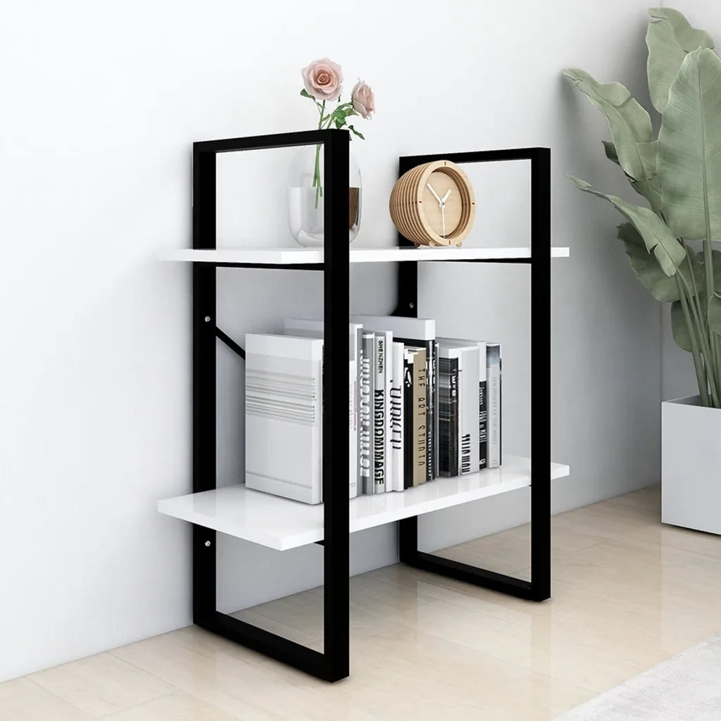 Libreria a 2 Ripiani-Scaffale per Libri-Mobile di Stoccaggio Bianca 60x30x70 cm in Legno Multistrato