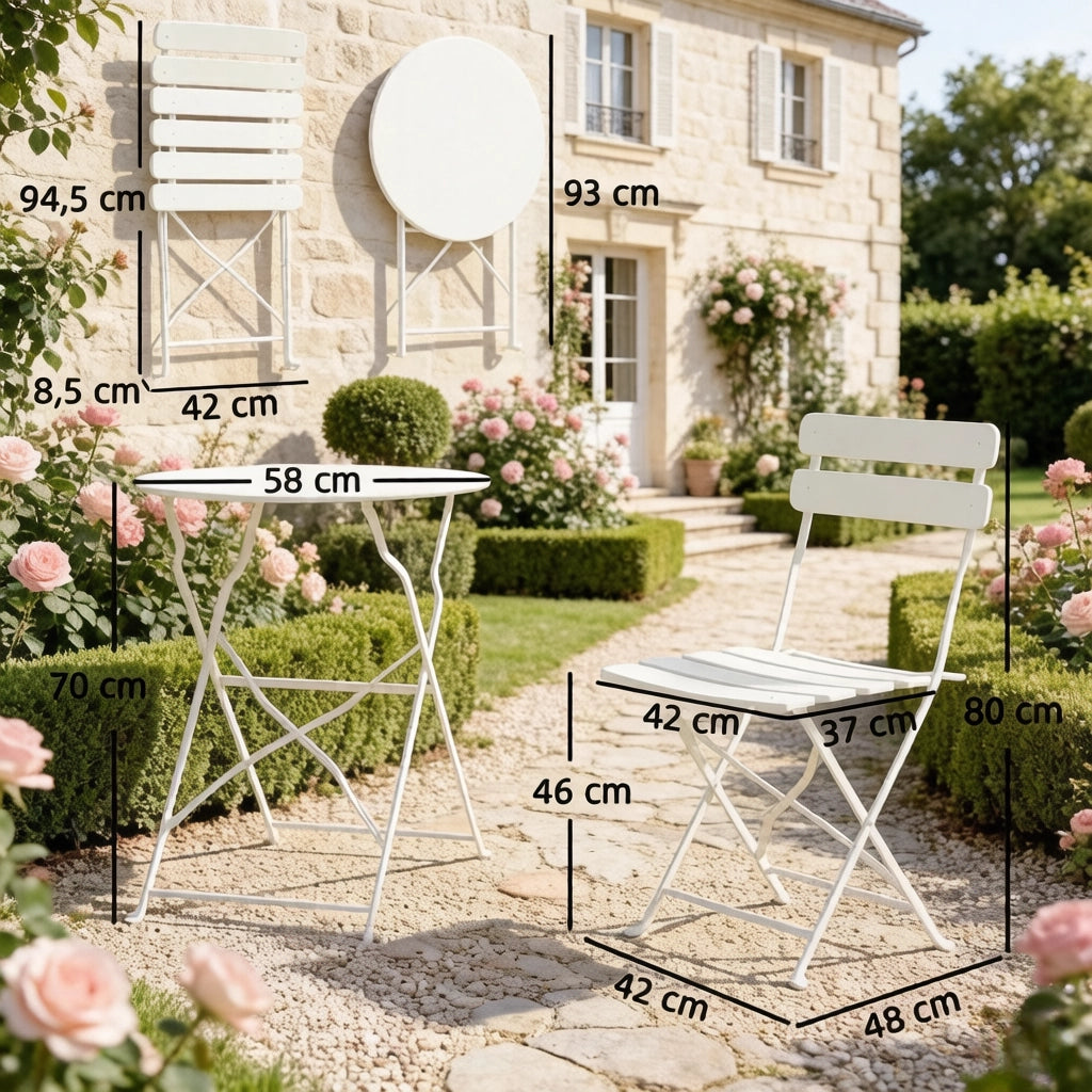 Set di sedute portatili per patio, mobili da giardino pieghevoli, tavolo e sedie da bistrot per esterni, tavolo e sedie da pranzo minimalisti per este