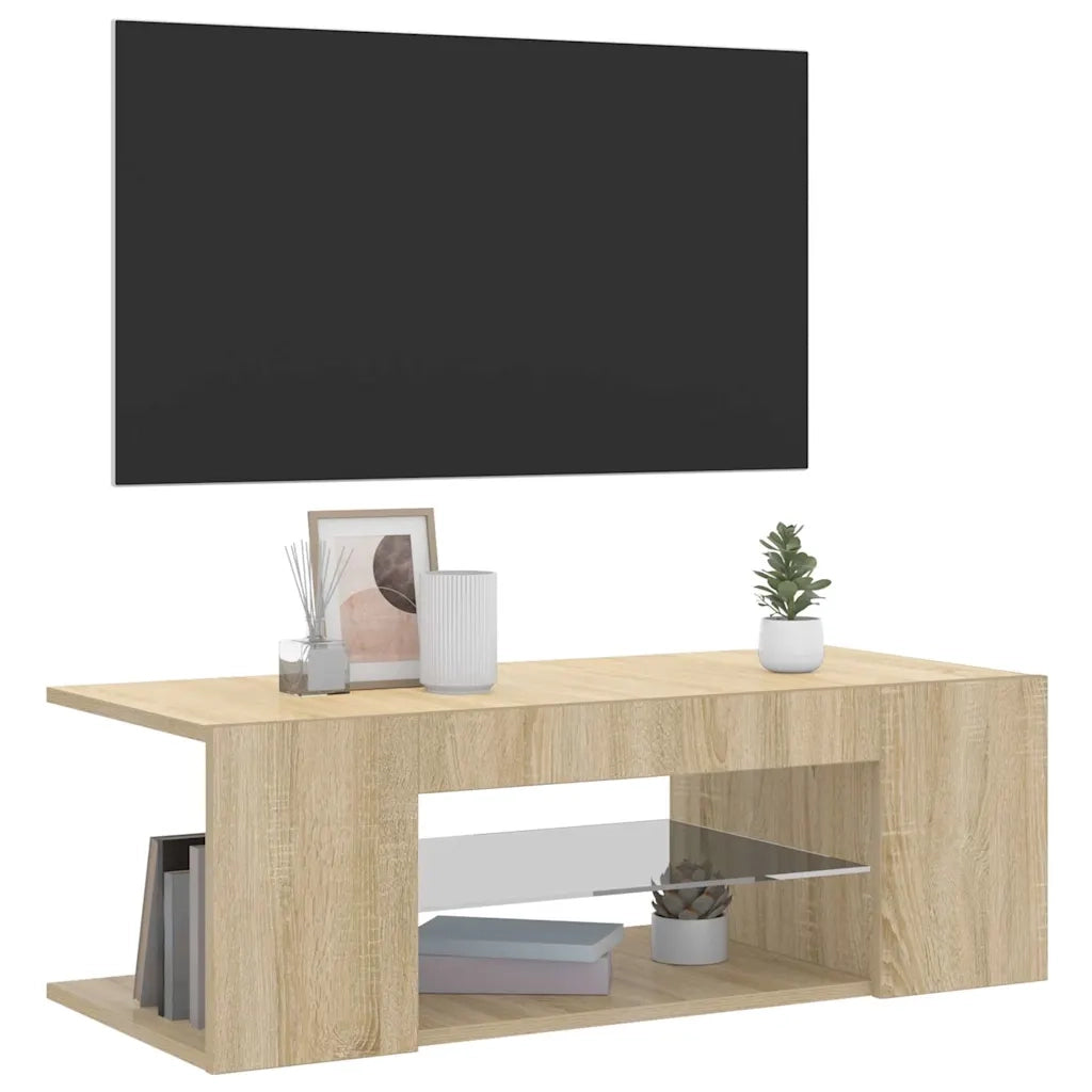 Mobile Porta TV con Luci LED Rovere Sonoma 90x39x30 cm 804241