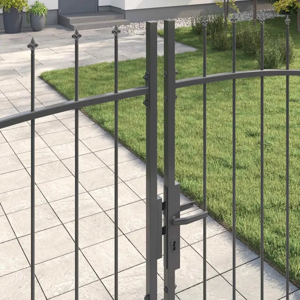Cancello Doppio con blocco Grigio 400 x 199.5 cm Acciaio 42008858