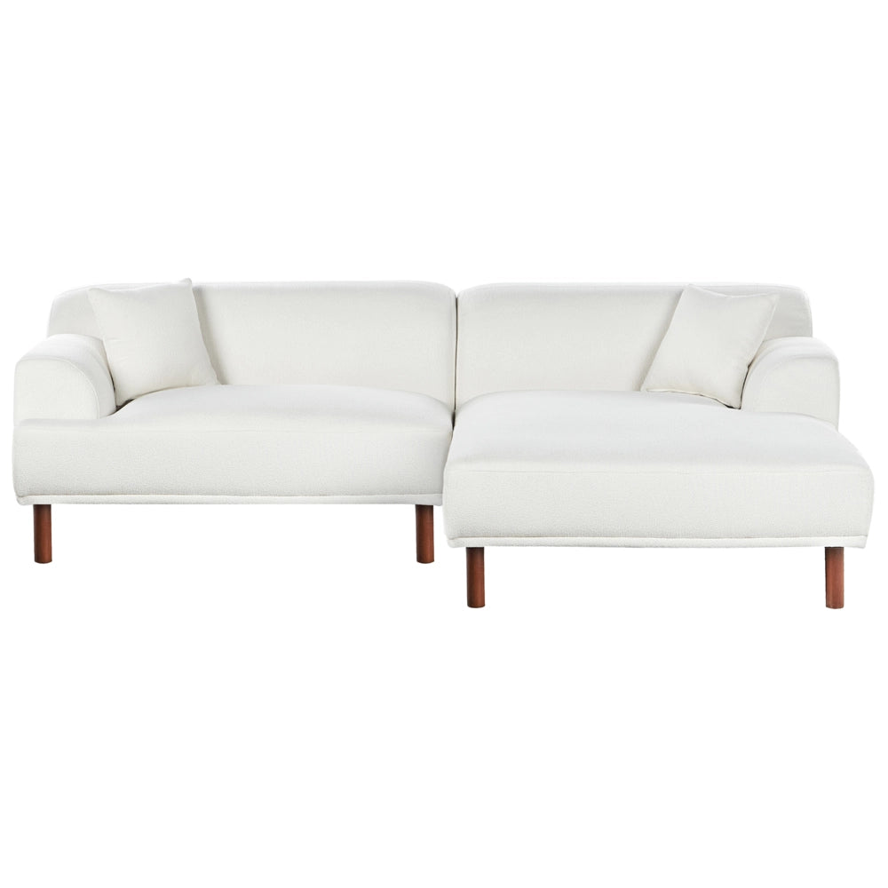 Divano ad angolo sinistro in tessuto bianco lato sinistro stile minimalista