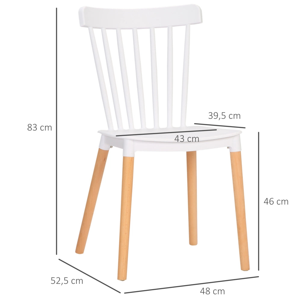Set di 4 Sedie Scandinave con Schienale Alto ¨C Zephmum ¨C Polipropilene Gambe in Faggio 48x52.5x83 cm Bianco