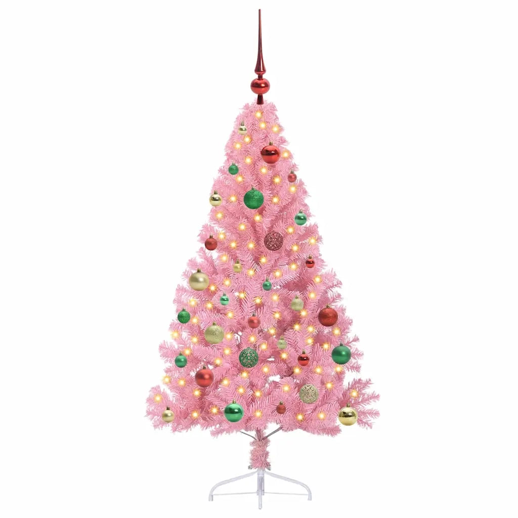 Albero di Natale | Decorazioni natalizie artificiale con luci integrate Rosa 150 cm PVC