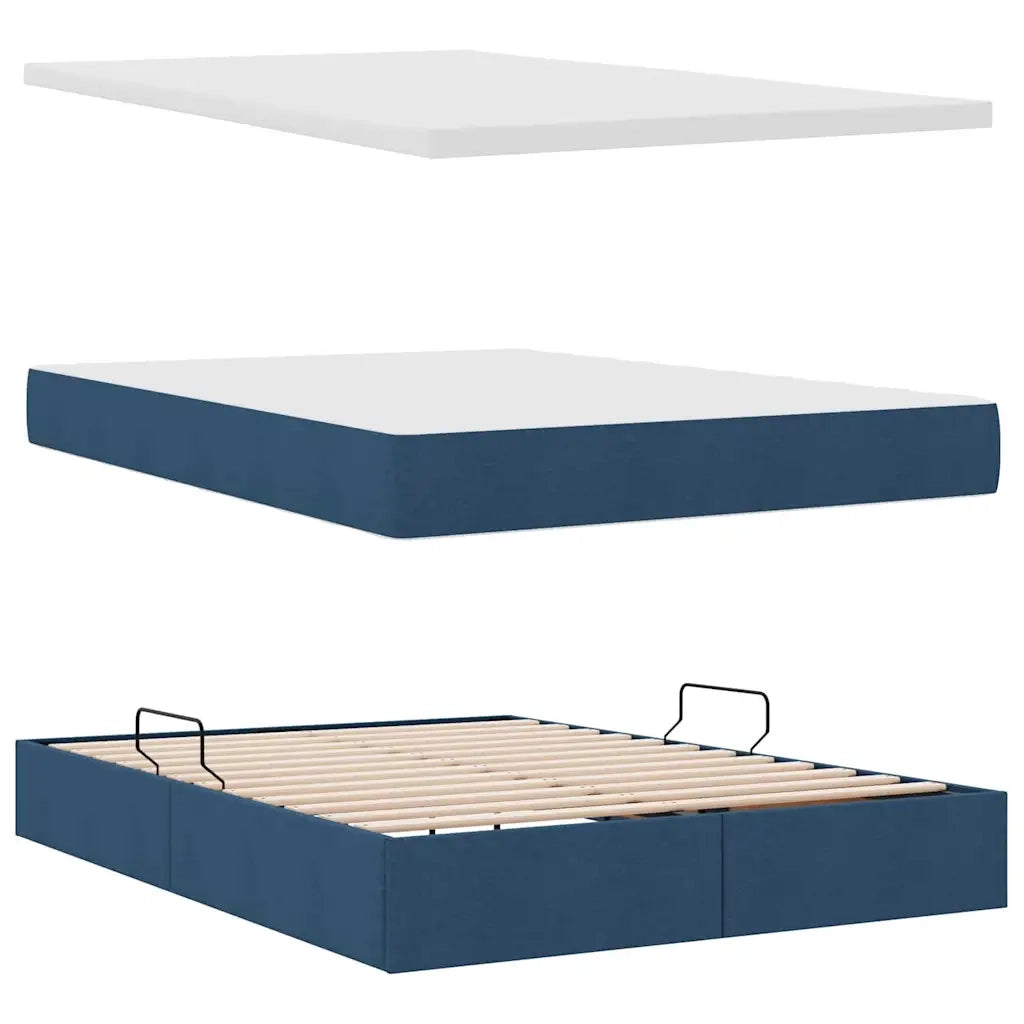 Letto con contenitore e materasso con testiera Blu 140 x 200 cm 3370580