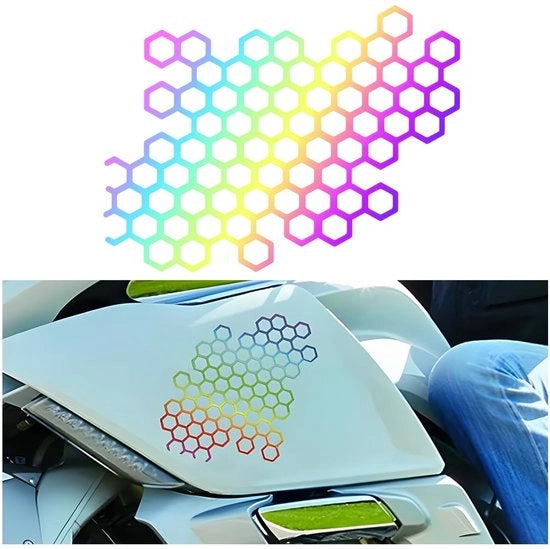 Decorazione per Motocicletta - Sticker a Reticolo a Sei Viti - Dimensioni 15,4 x 12,2 cm - Materiale PET - Universale - Decorazioni per Motocicletta
