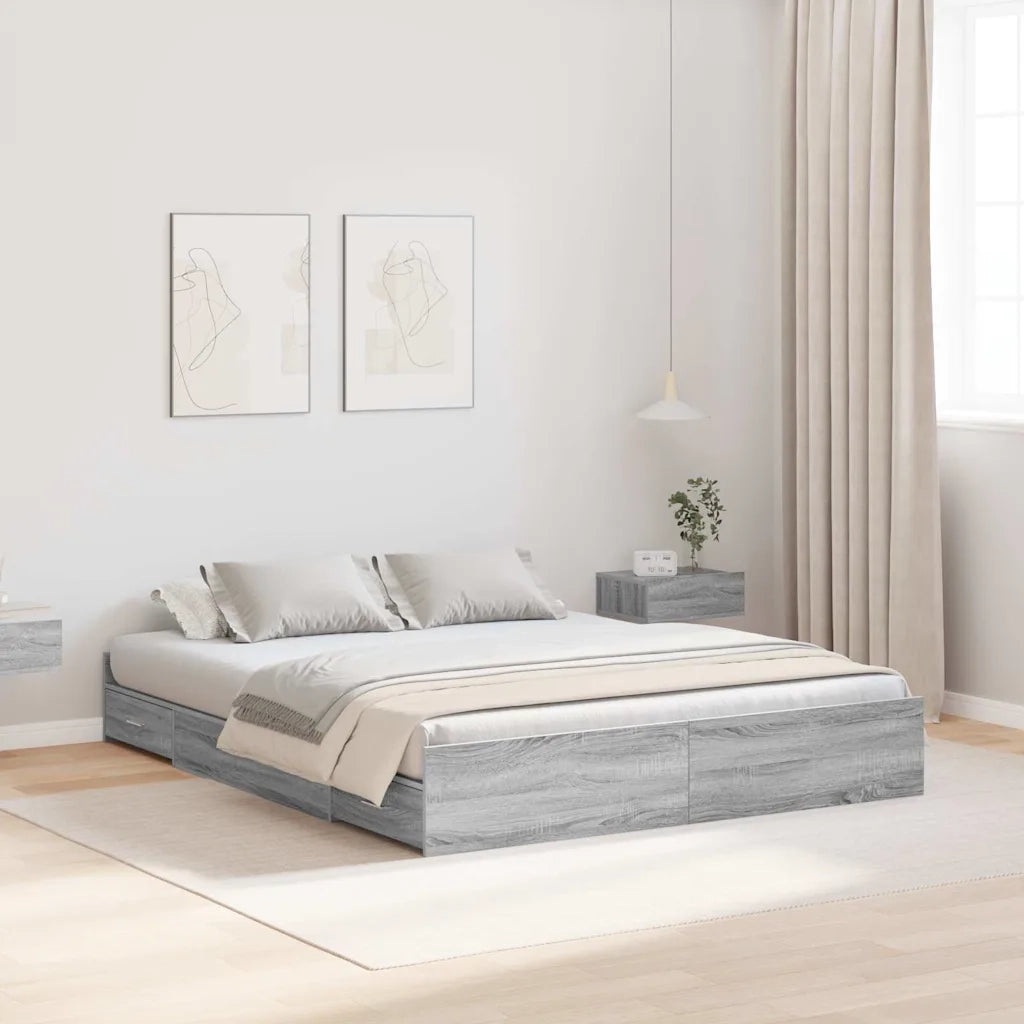 Struttura letto con contenitore-Giroletto con contenitore Grigio Sonoma 140 x 190 cm