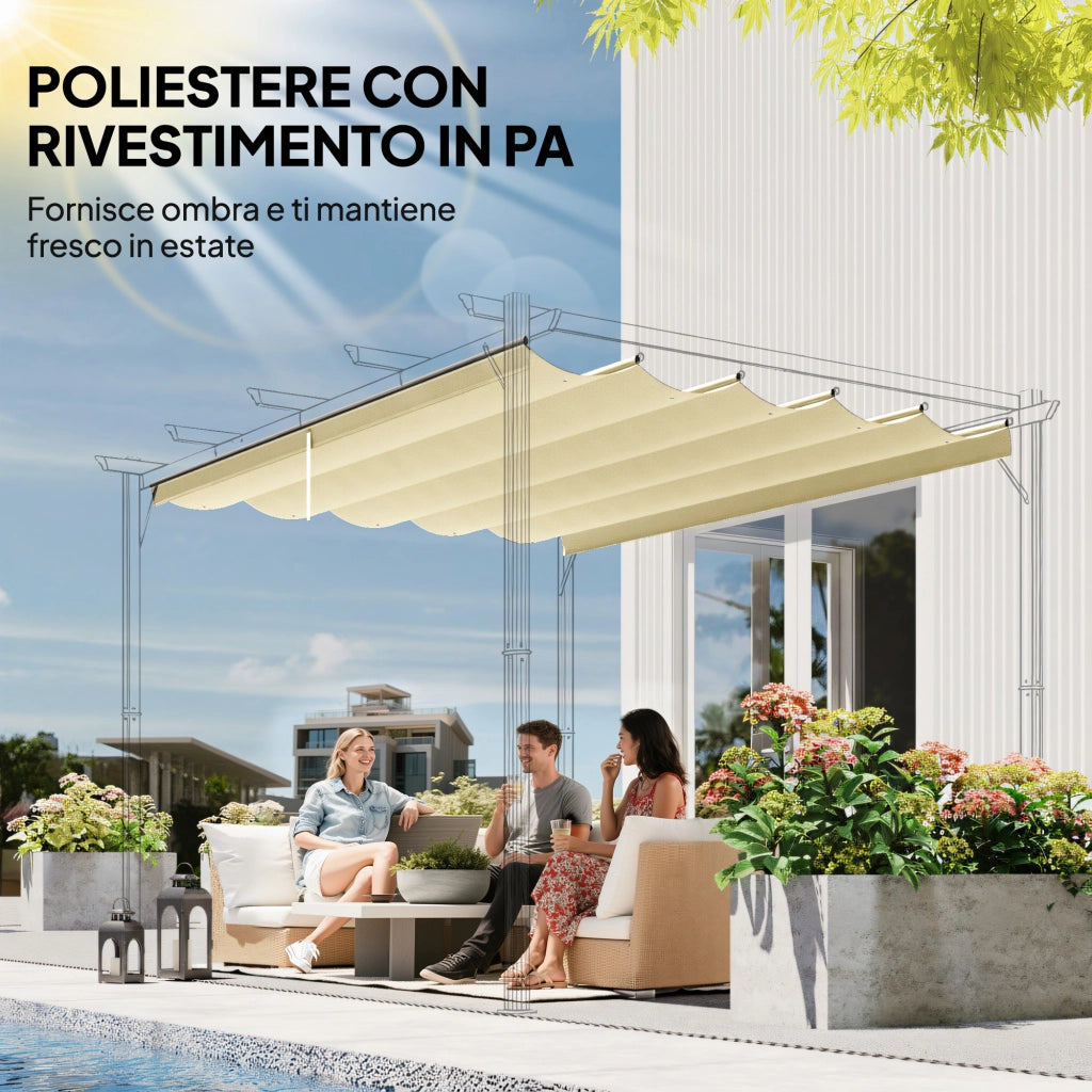 Tetto di Ricambio per Gazebo 3x3m ¨C Xylo ¨C Poliestere Crema 250x255cm