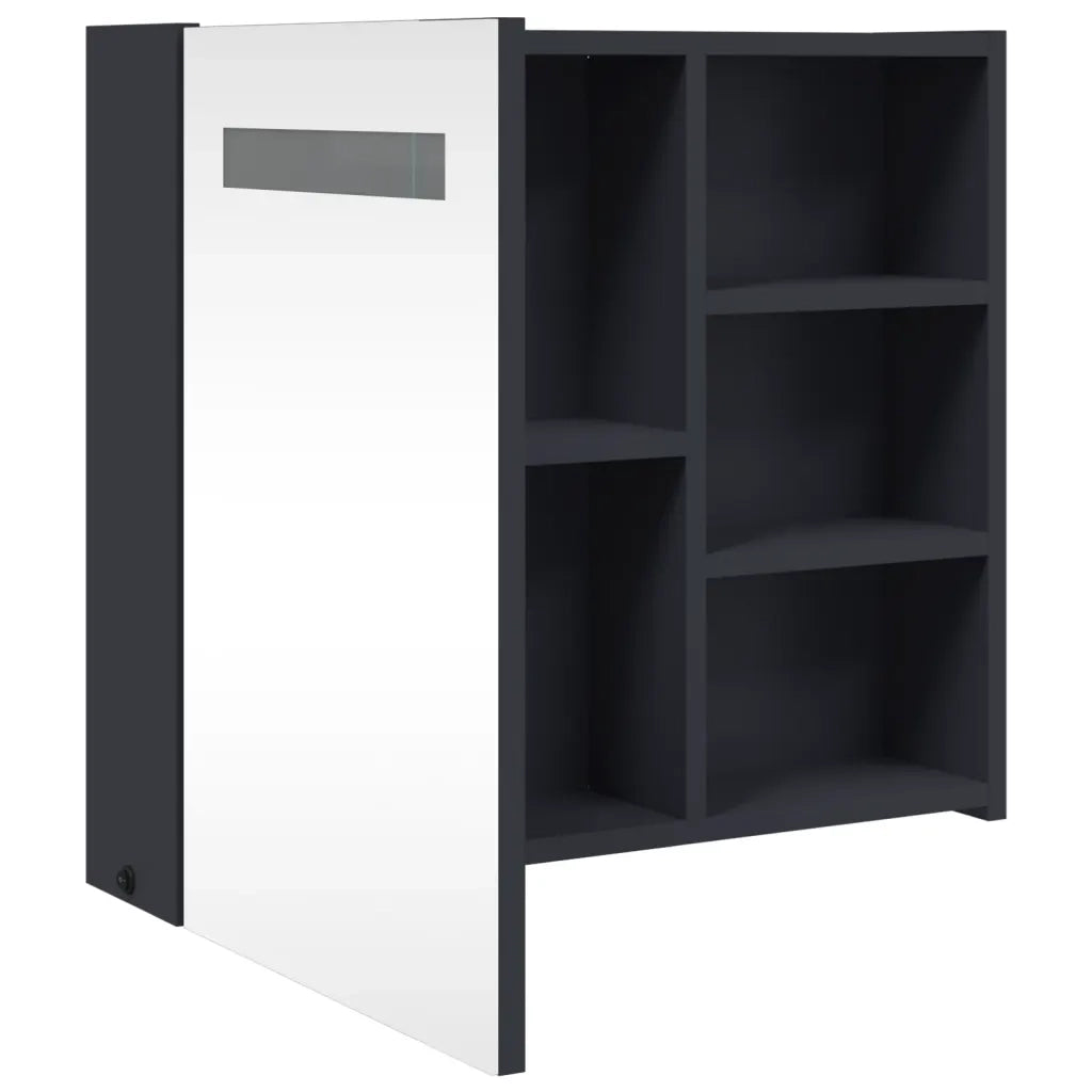 Armadietto Bagno con Specchio e LED Grigio 60x13x52 cm 357970