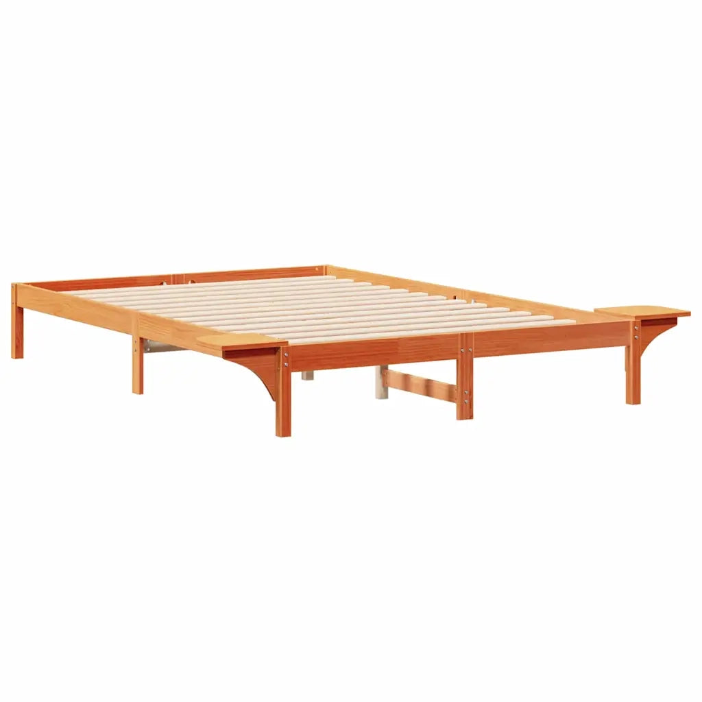 Letto con Tavolini Laterali Marrone cerato 140 x 220 cm 873249