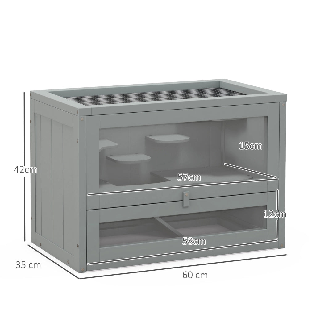 Gabbia per criceti e piccoli roditori con accessori ¨C zephmum ¨C 60x35x42 cm grigio