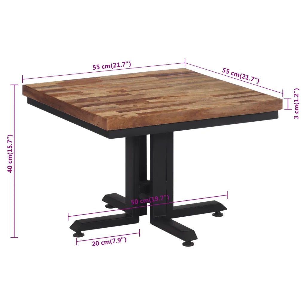 Tavolino da Salotto 55x55x40cm Massello Teak di Recupero 358516