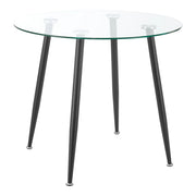 Tavolo da pranzo rotondo in vetro temperato e acciaio 75 x 80 cm nero trasparente 03_0008833