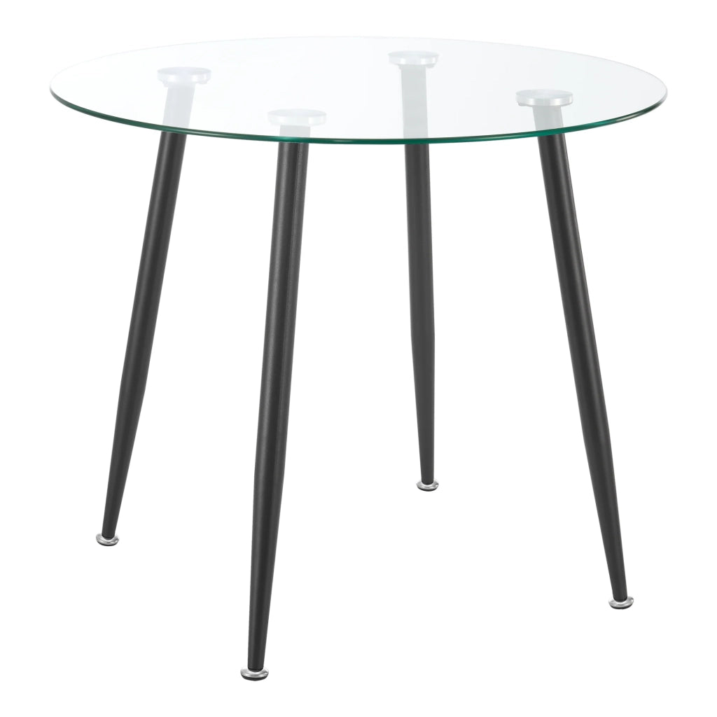 Tavolo da pranzo rotondo in vetro temperato e acciaio 75 x 80 cm nero trasparente 03_0008833
