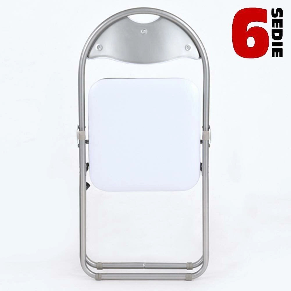 Set 6 Pezzi Sedie Imbottite Pieghevoli Colore Sedia Bianco Struttura Silver