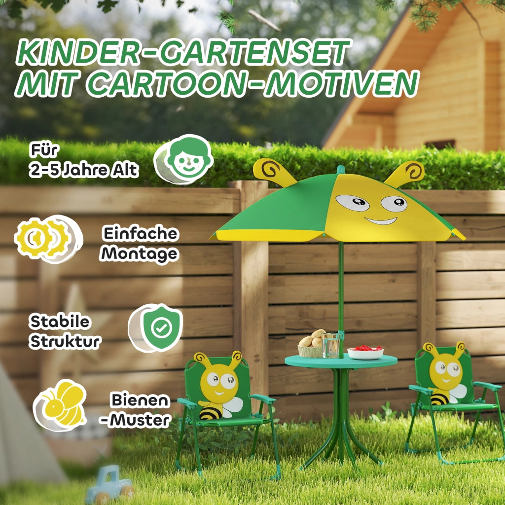 Set Mobili Giardino Bambini Tavolo Sedie Ombrellone Design Api ¨C Xylo ¨C Verde Giallo