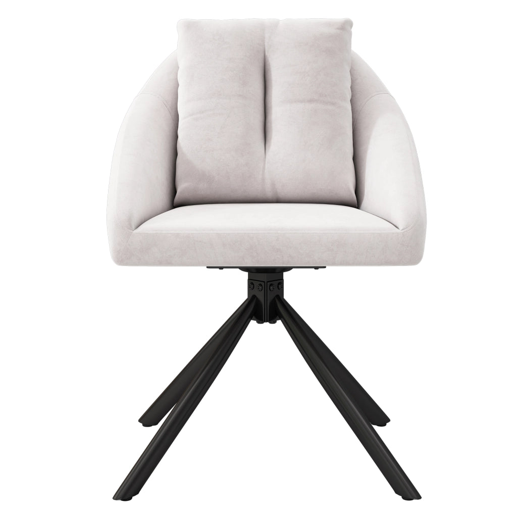 Sedia da pranzo girevole in velluto con supporto ergonomico e base in metallo per casa e ufficio beige 4 pezzi