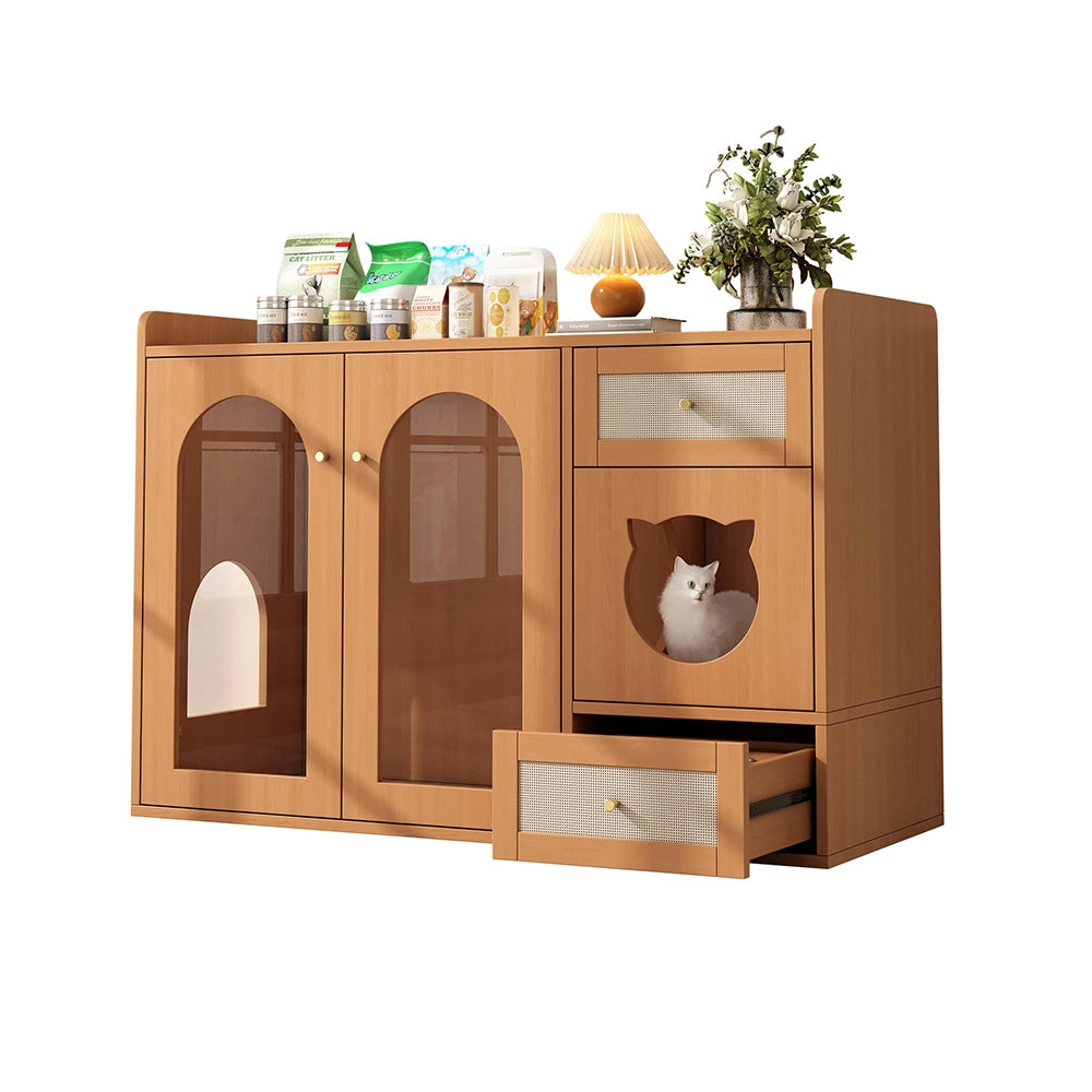 Casa gatti+lettiera - Xylo - 120x45x83cm noyer multifunzione