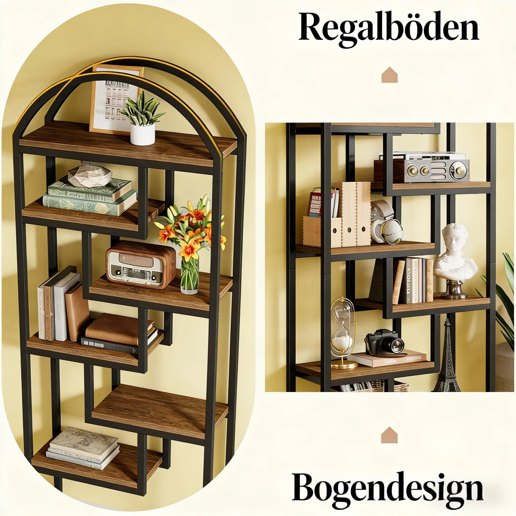LIBRERIA 180 cm Design industriale MDF e metallo Nero/Marrone rustico