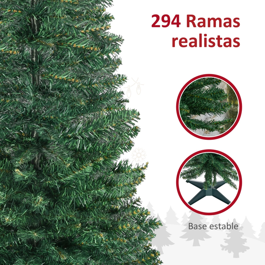 Albero di Natale Artificiale Stretto 150 cm con 294 Rami e Base Scomponibile Verde ¨C Minimal ¨C 150 cm