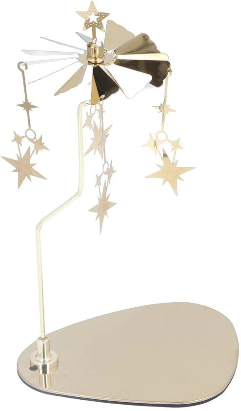Supporto per candela in stile europeo romantico - supporto per candela rotante - panno di servizio rotondo a tre angoli - centro tavolo - stella d'oro - scelta confortevole - supporto per candela