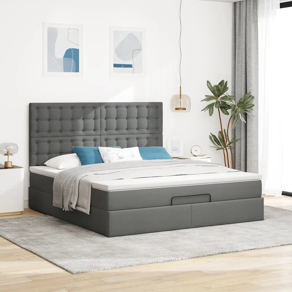 Struttura Letto Pouf con Materasso 160x200 cm in Tessuto 3313335