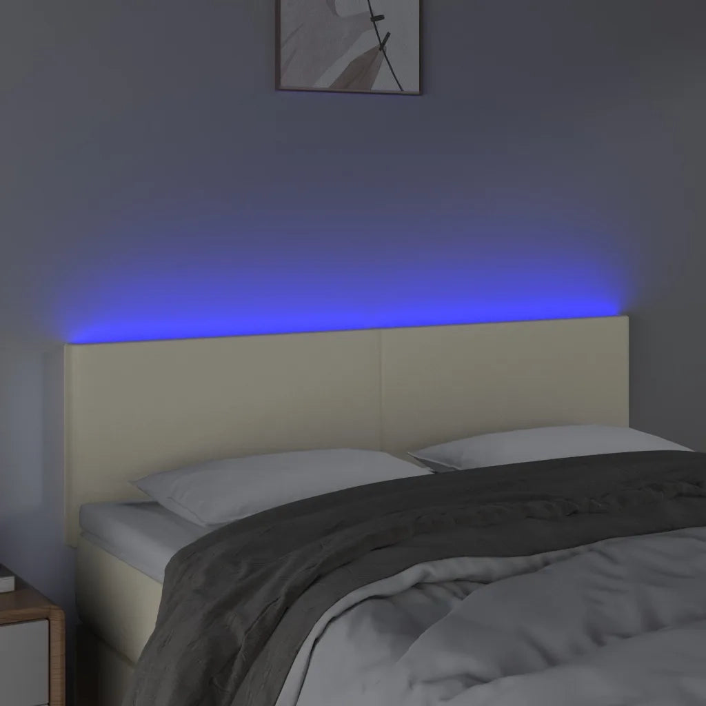 Testiera | Testata Crema a LED 144x5x78/88 cm in Similpelle