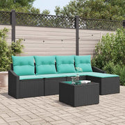 Set di divani con cuscino 6 pcs Nero polyrattan 3346696