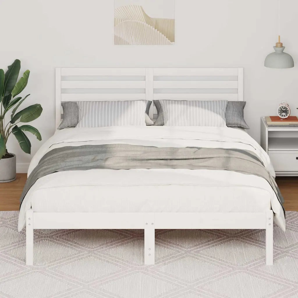 Struttura del letto-Giroletto-Rete del Letto Bianco 135 x 190 cm Pino massello 209379