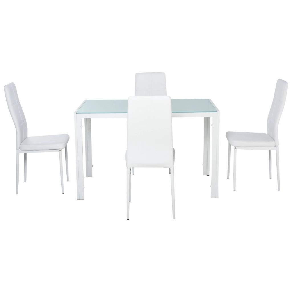 Tavolo da pranzo allungabile con sedie ¨C Minimal ¨C Bianco, vetro, 90x200