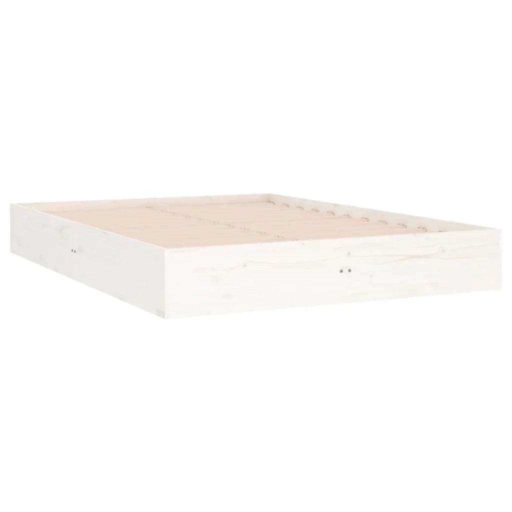 Letto matrimoniale | Letto per adulti | Giroletto Bianco in Legno Massello 135x190 cm Double