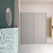 H.210 cm Pannello Doccia ad Angolo 90x90x90 cm Realizzato in Alluminio da 3 mm con Profili Finitura Grigio Cemento per Rivestimento Parete Bagno