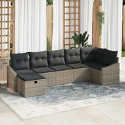 Set di divani con cuscino 7 pcs Grigio polyrattan