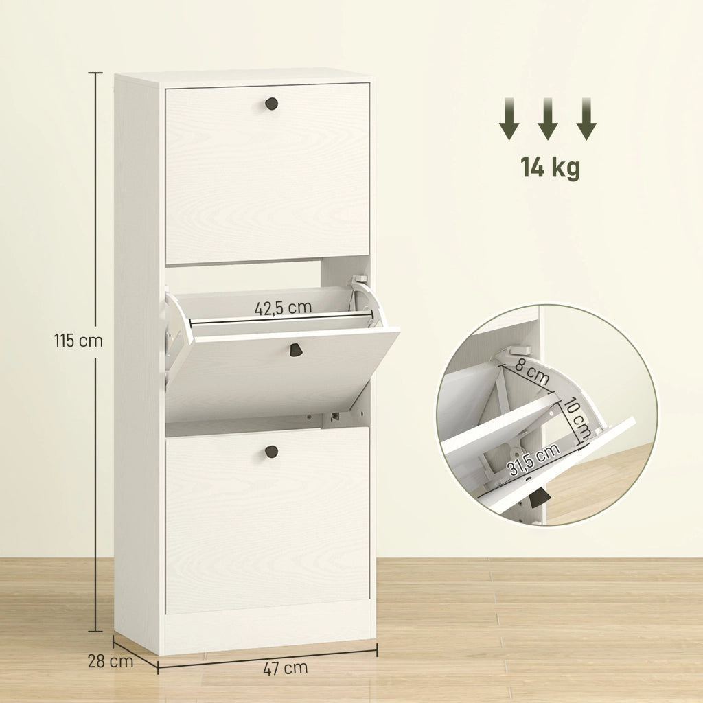 Cassettiera 3 ante con ripiani regolabili ¨C zephmum ¨C Bianco 47x28x115 cm