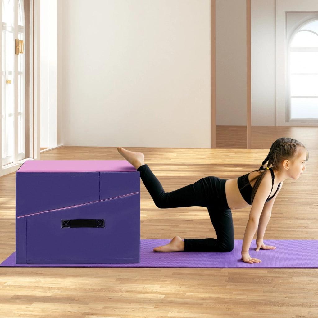 Tappetino da ginnastica a forma di cuneo per casa-Tappetino yoga pieghevole con schiuma EPE e pelle antiscivolo Viola