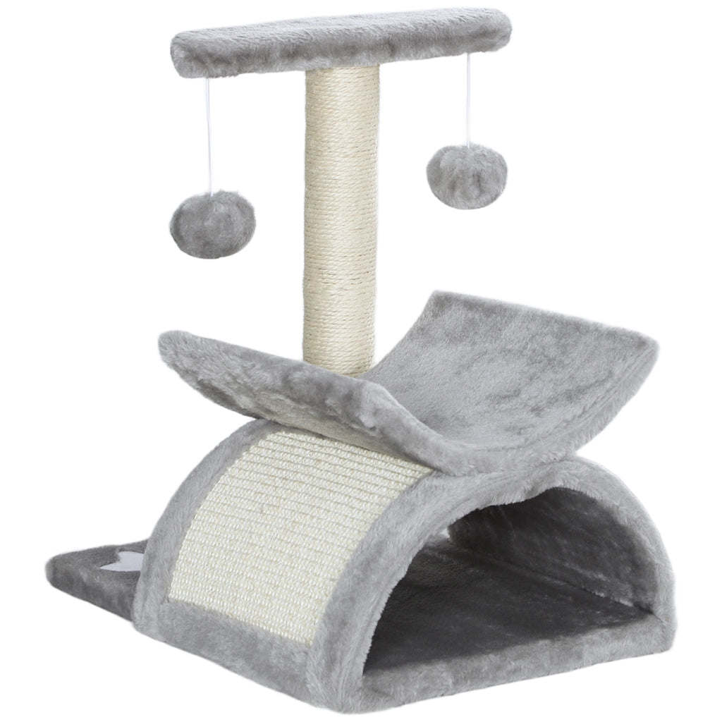 Tiragraffi Albero per Gatti con Cuccia e Palline ¨C zephmum ¨C Grigio 40x30x43cm