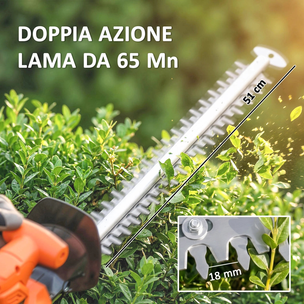 Tagliasiepi a Batteria con Palo Telescopico ¨C Xylo ¨C Alluminio 4000mAh 2 Batterie