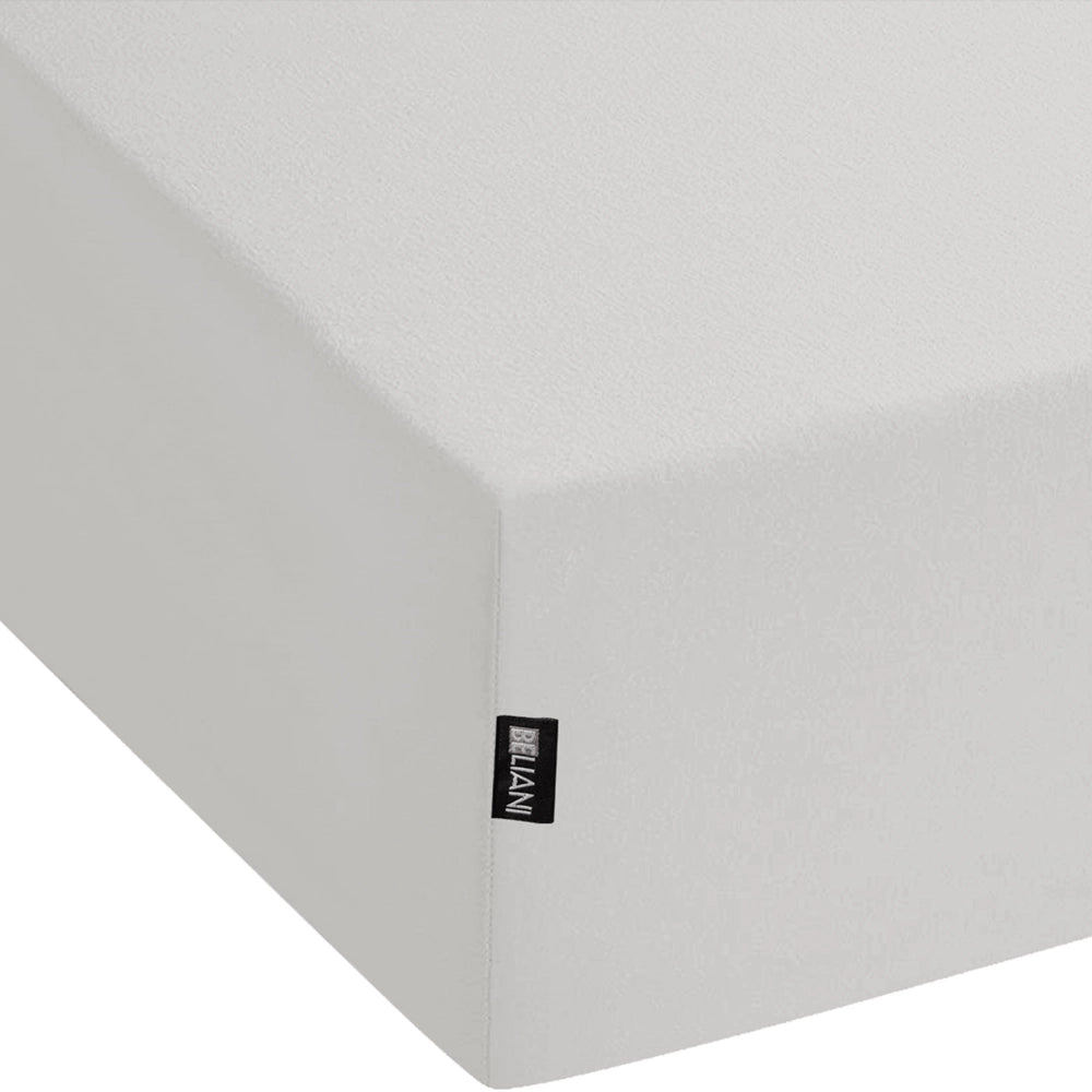 Lenzuolo con angoli cotone grigio chiaro 90 x 200 cm con bordi elastici modello classico a tinta unita camera da letto classica