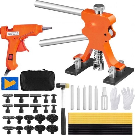 Kit di riparazione di denti con 20 strisce di sollevamento e 12 stecchi di colla calda per rimozione di denti in alluminio con 46 strisce di sollevamento