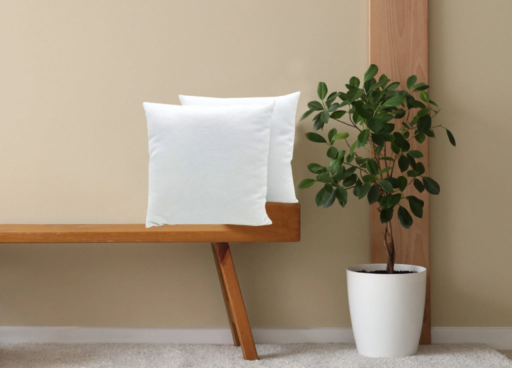 Coppia Cuscini Arredo Imbottiti Tessuto Ottoman In Tinta Unita Colore Bianco 25 - 60x60 - Bianco 25
