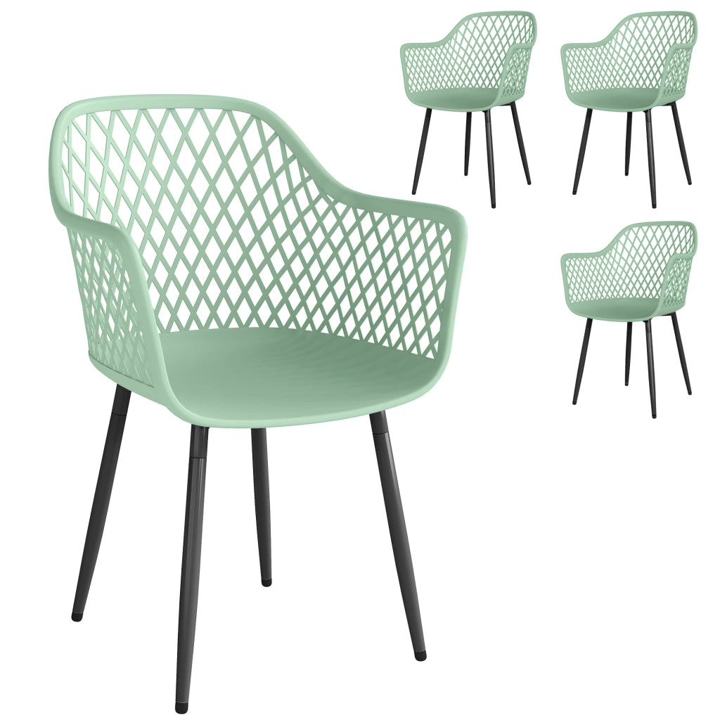 Sedia da Giardino con Braccioli ¨C zephmum ¨C Verde, PolyRattan, 4 Pezzi