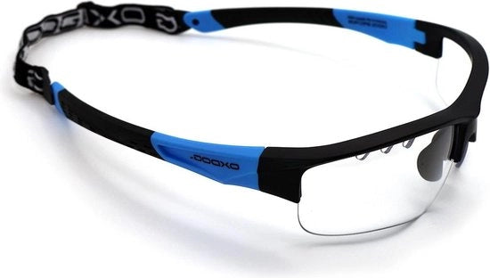 Visiera di sicurezza per Unihockey Junior-Senior nero-azzurro con certificato IFF