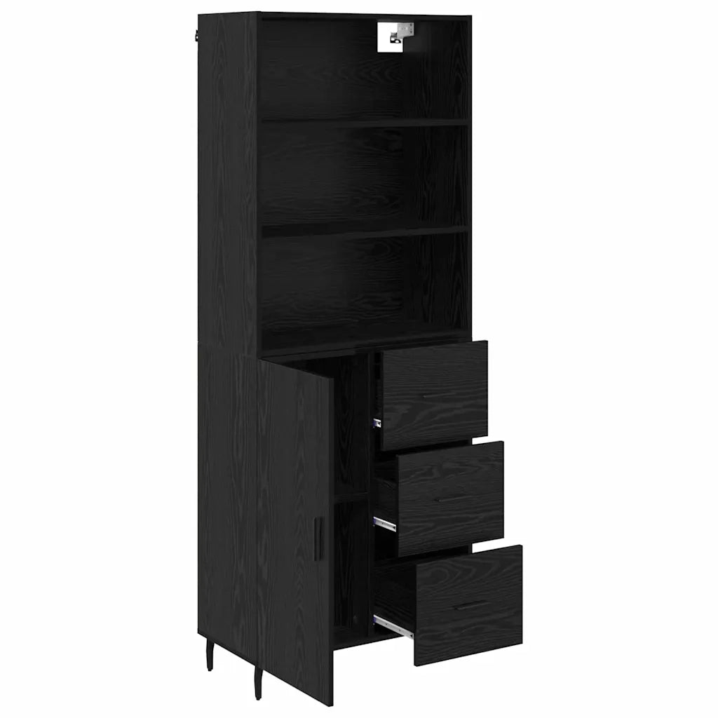 Credenza con cassetto Rovere Nero 69,5 x 34 x 180 cm 3416268
