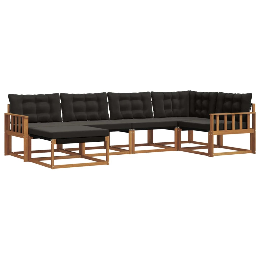 Set di divani da esterno con cuscino 6 pcs Naturale e Nero 3369623